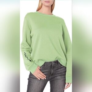 Monrow Oversized Boyfriend Crew neck Supima Cotton Neon Green Sweatshirt Size S